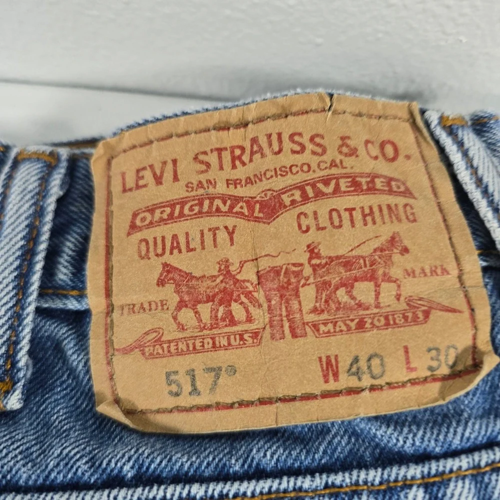 Levis 517 Mens Blue Denim Boot Cut Jeans Medium Wash 40x30 517-0216